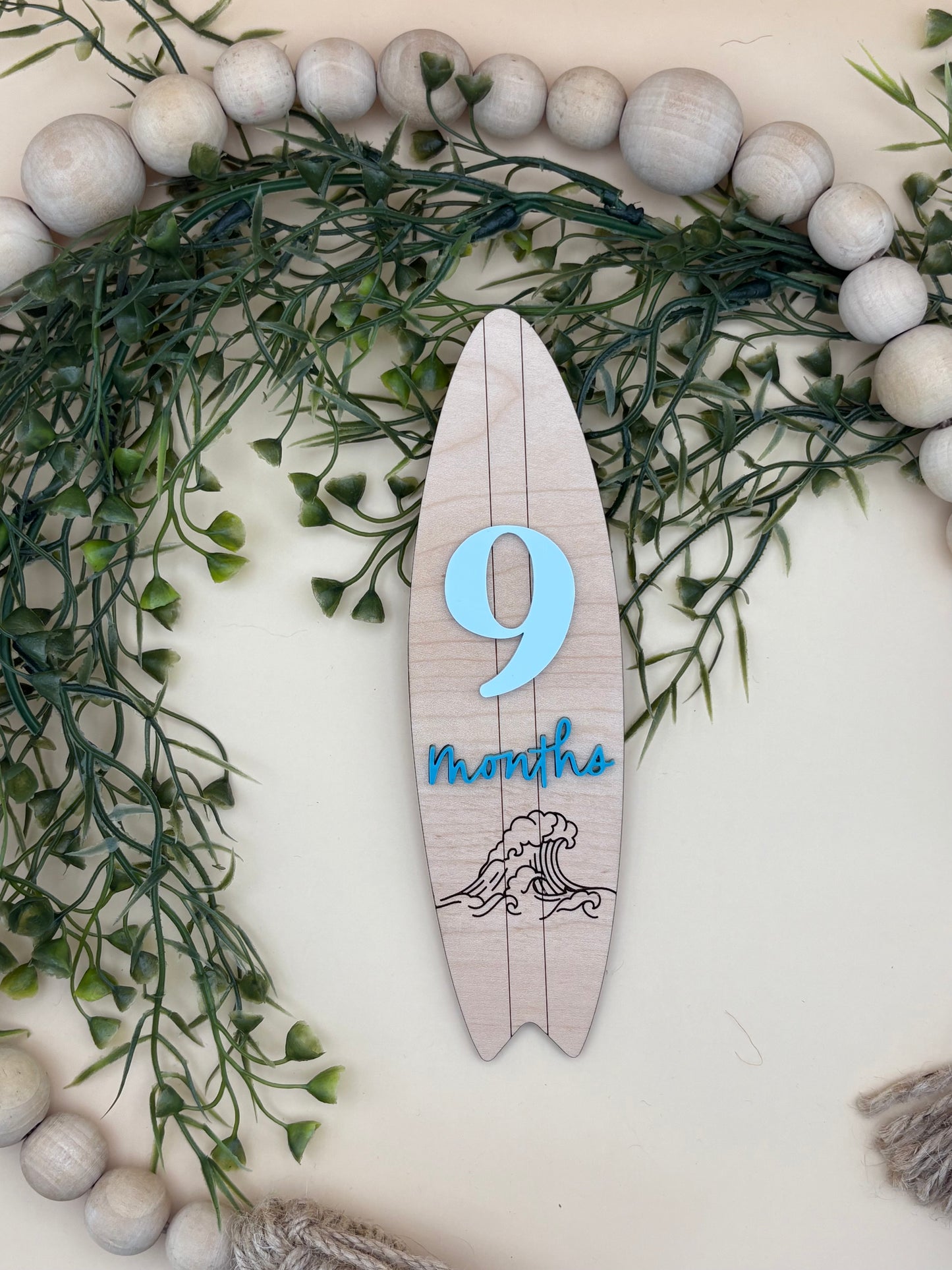 Surfboard Monthly Baby Milestone Marker Signs