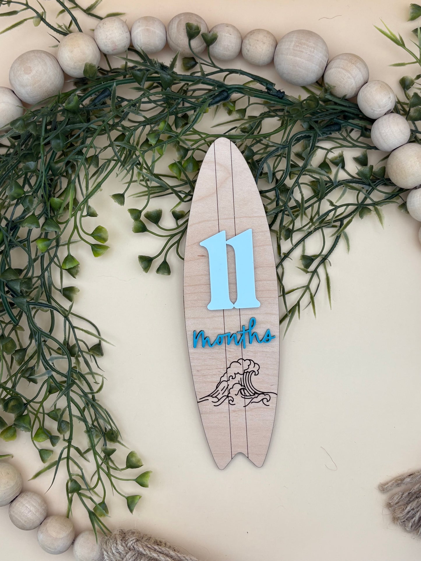 Surfboard Monthly Baby Milestone Marker Signs