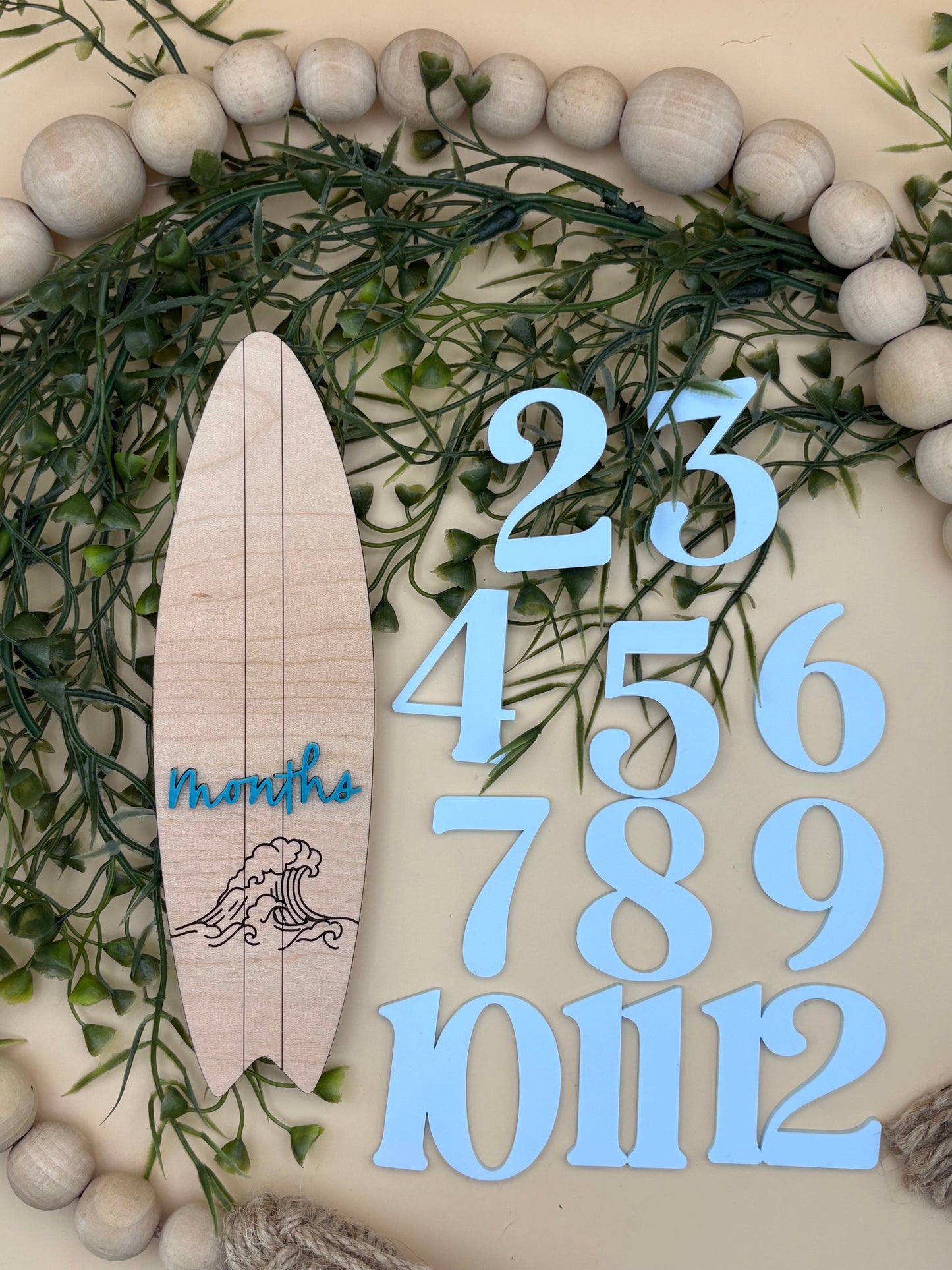 Surfboard Monthly Baby Milestone Marker Signs