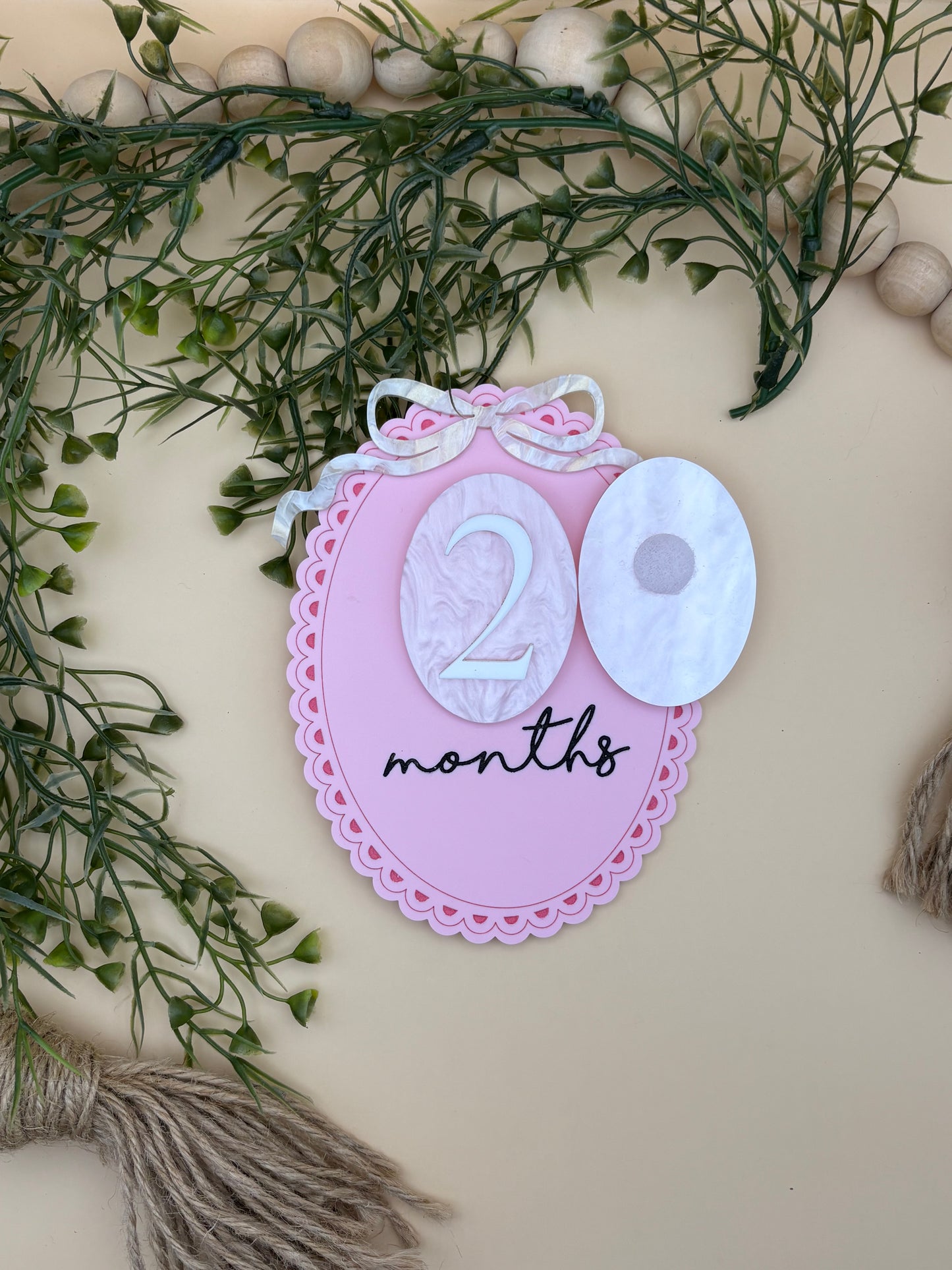 Pink Bow Baby Milestone Monthly Marker Sign Set