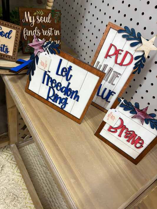 Patriotic 4th of July Sign Set of 3