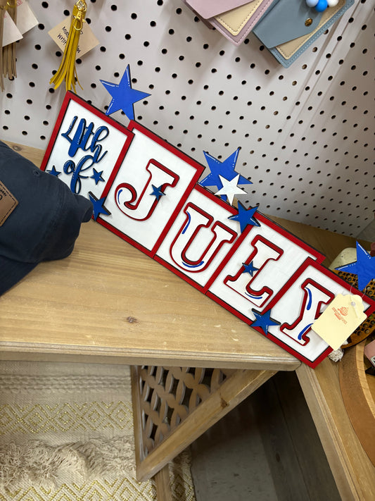 4th Of July Blocks Countertop Sign