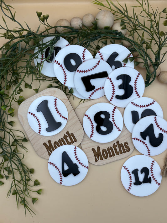 Baseball Baby Monthly Milestone Marker Sign Set