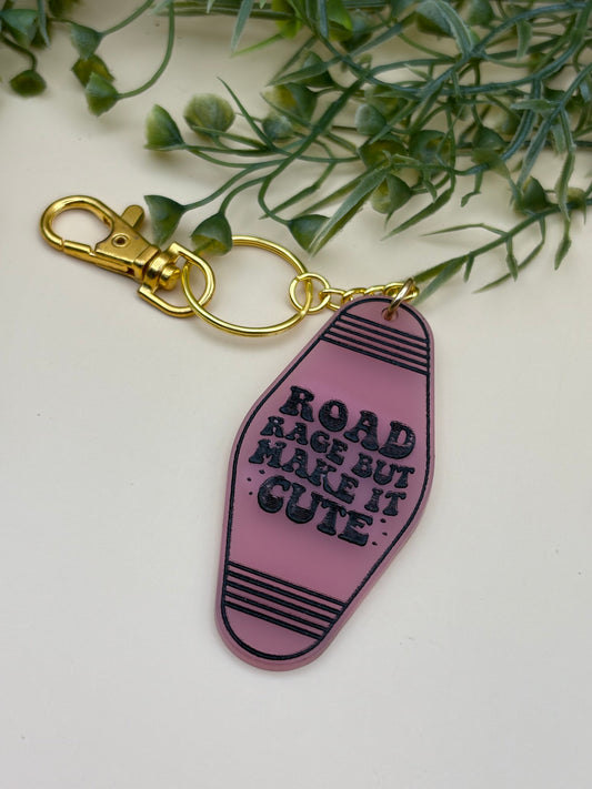 Road Rage But Make It Cute Motel Style Keychain