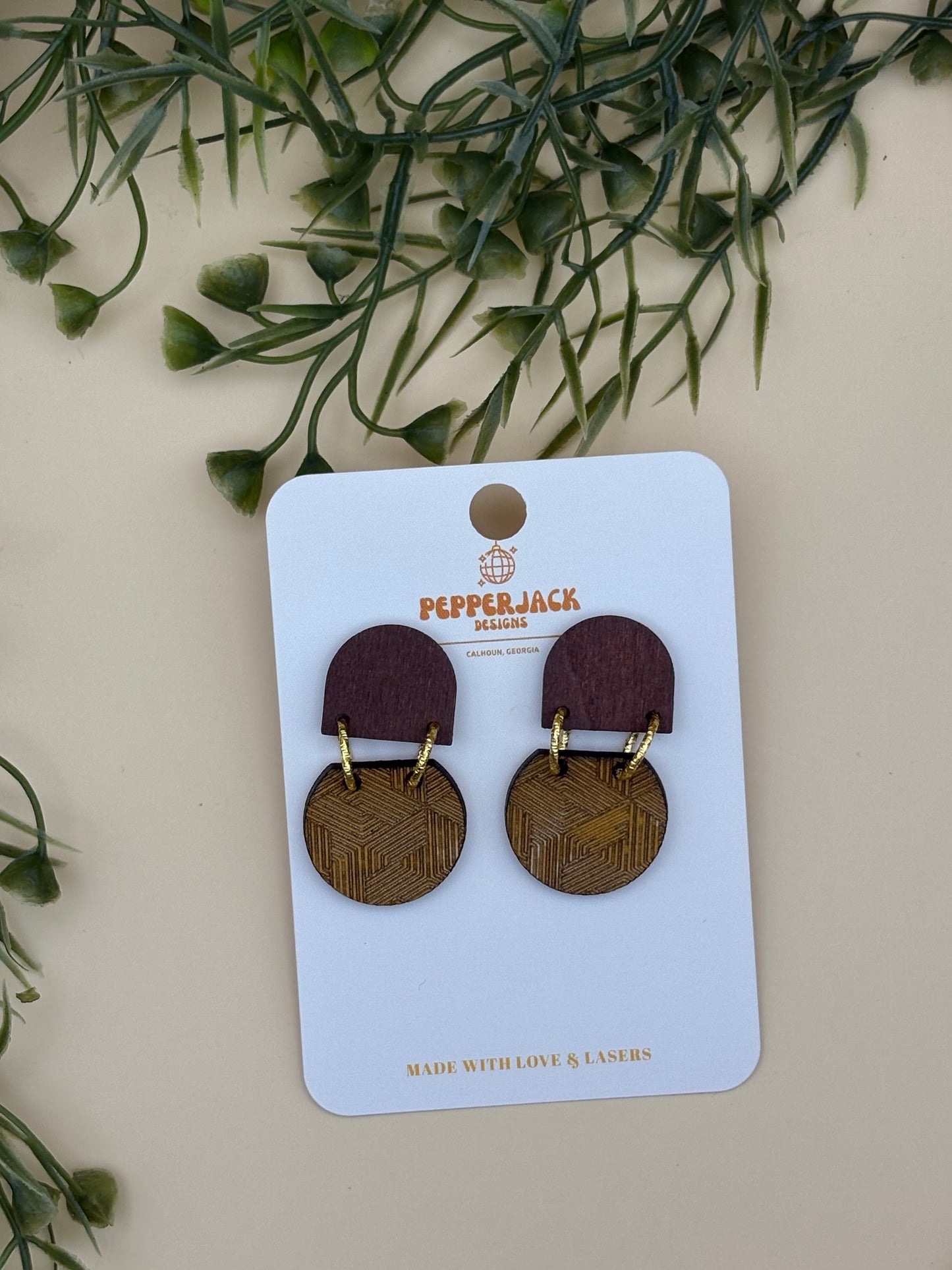 Geometric Box Lines Double Drop Hoop Earrings