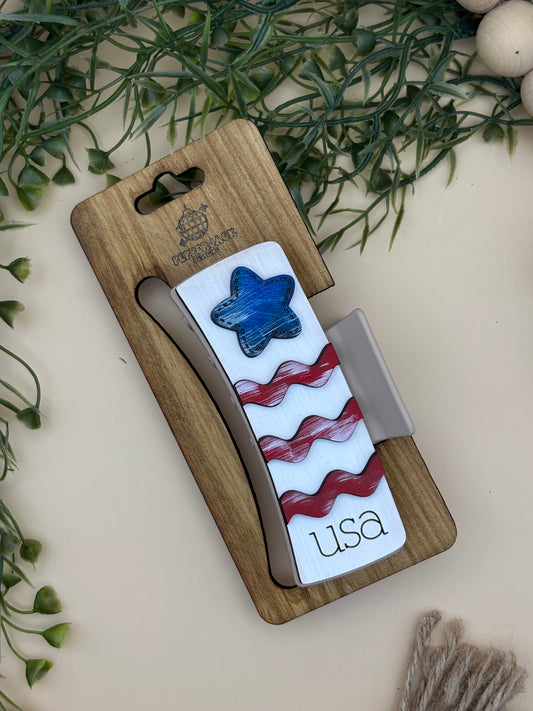 USA Stars & Stripes Claw Clip