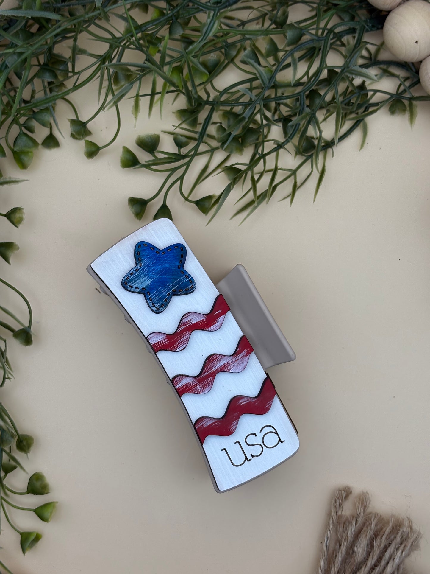 USA Stars & Stripes Claw Clip