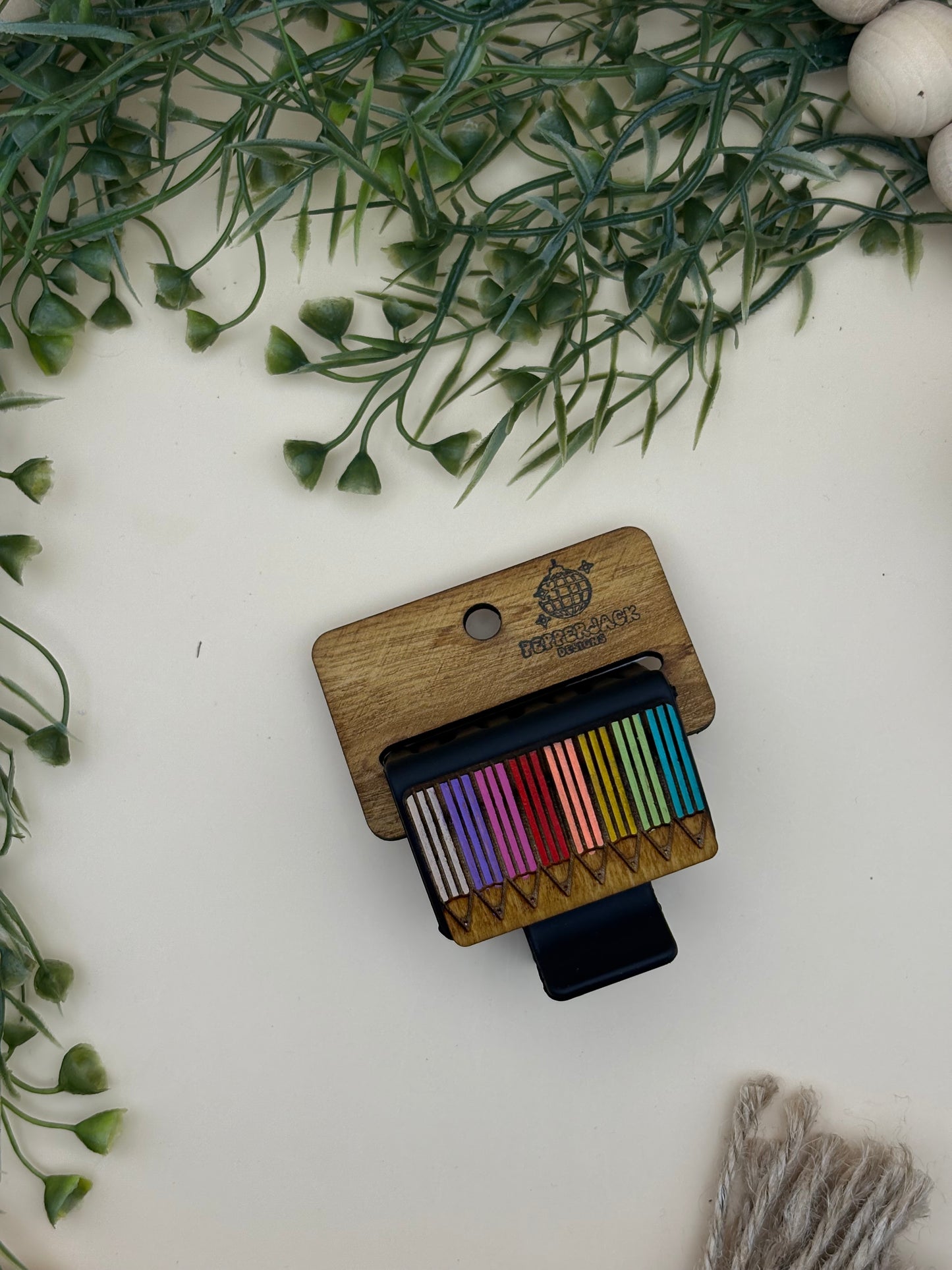 Colored Pencil Rainbow Mini Claw Clip