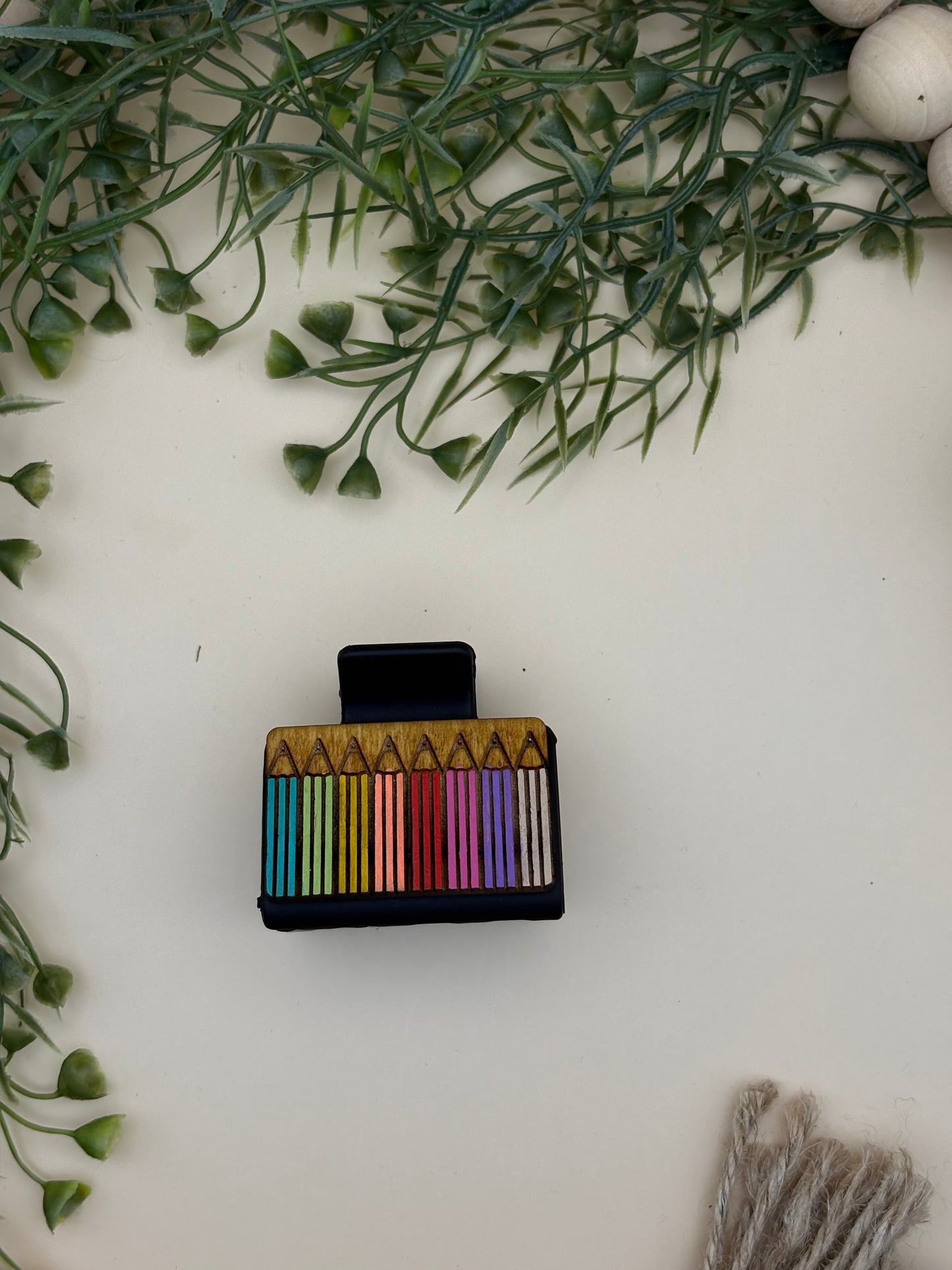 Colored Pencil Rainbow Mini Claw Clip
