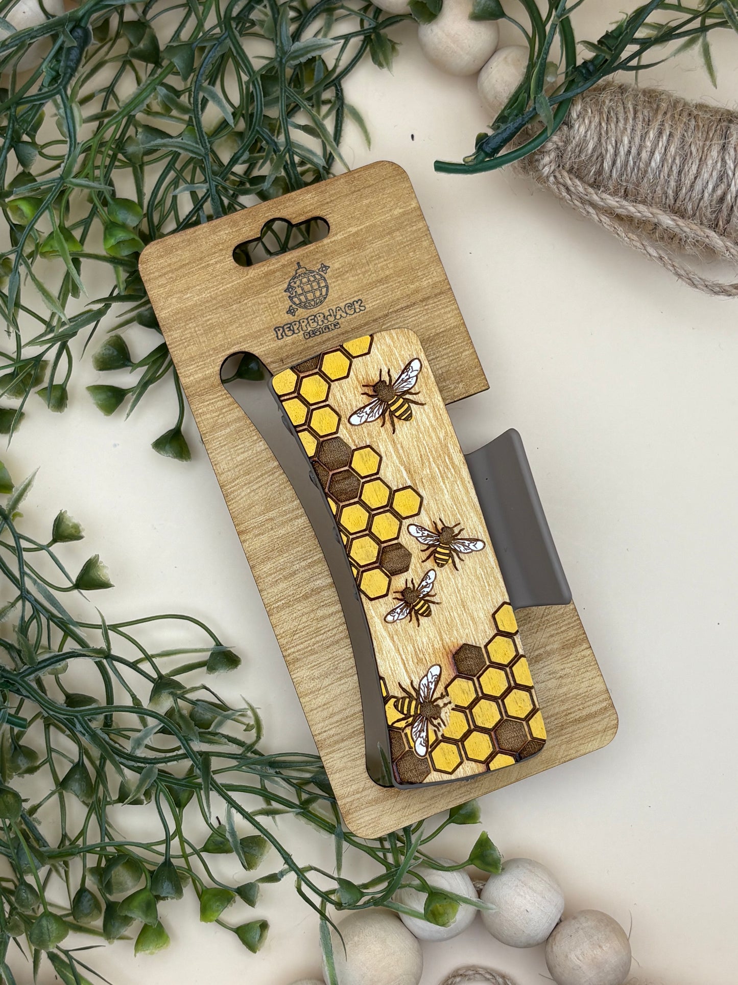 Honeybee & Honeycomb Claw Clip