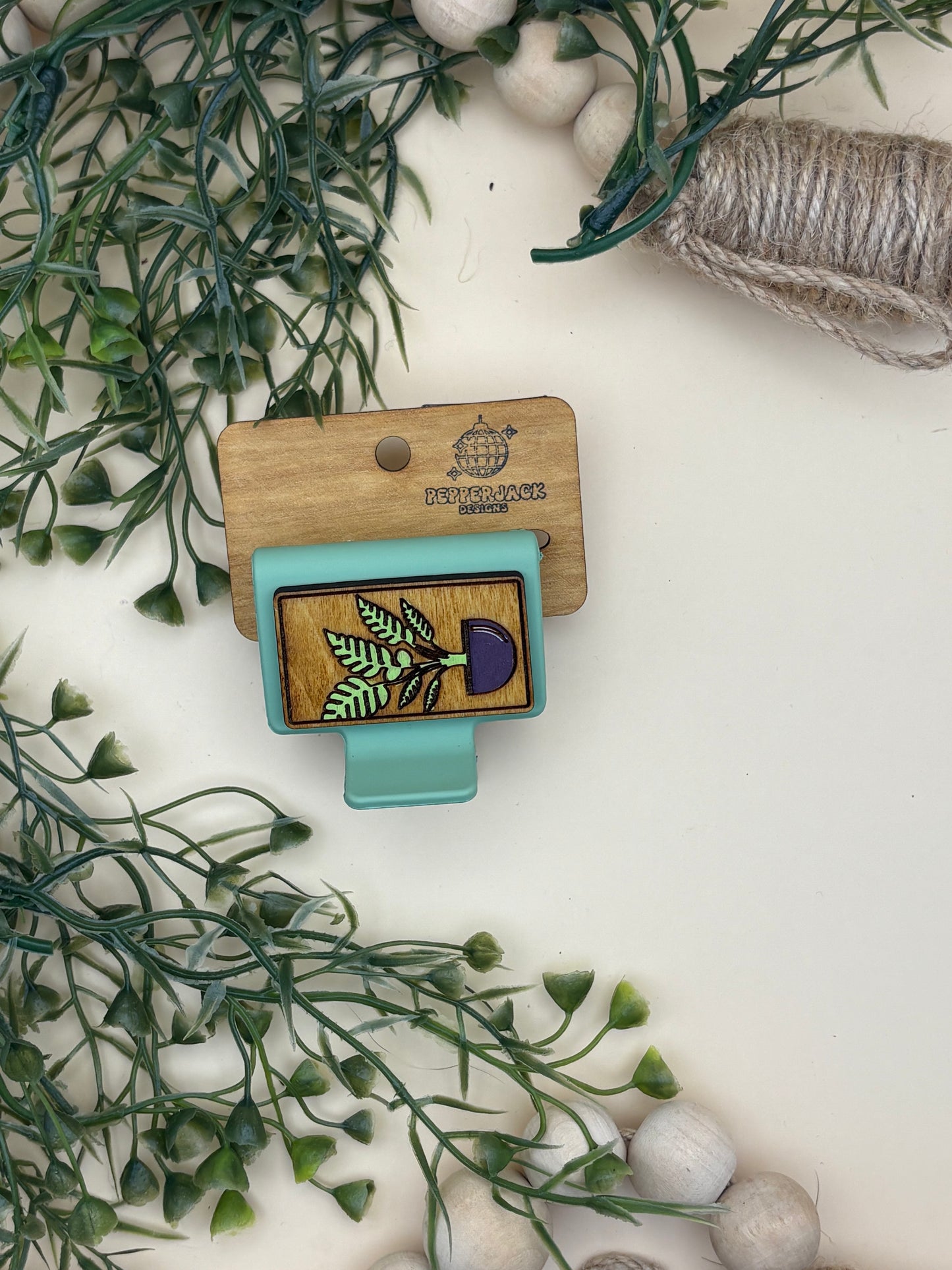 Potted Fern Mini Claw Clip