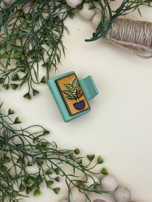 Potted Fern Mini Claw Clip