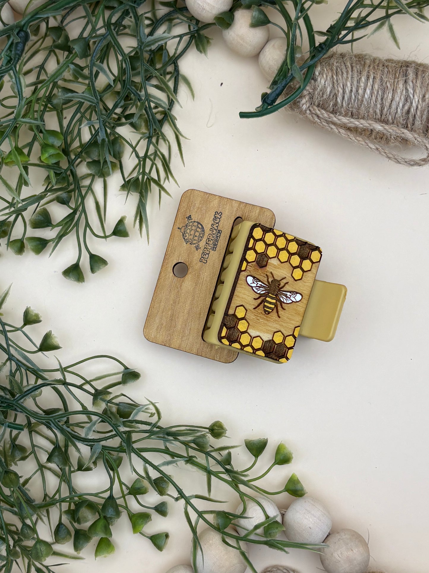 Honeybee & Honeycomb Mini Claw Clip