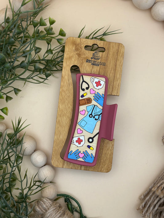 Nurse Pattern Claw/Hair Clip