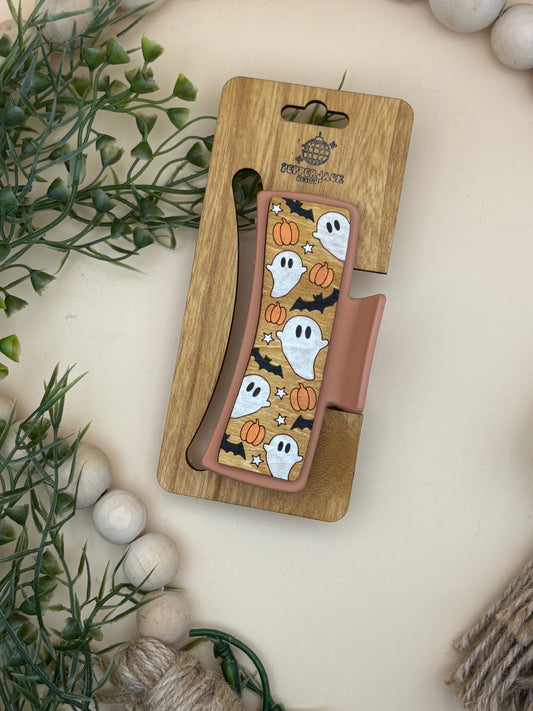 Ghosts, Bats, & Pumpkins Pattern Hair/Claw Clip