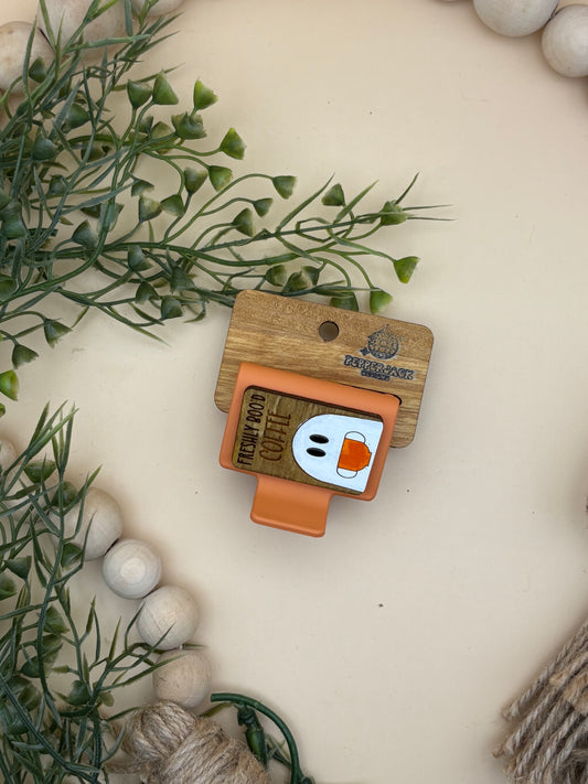 Freshly Boo'ed Coffee With Ghost Mini Hair/Claw Clip