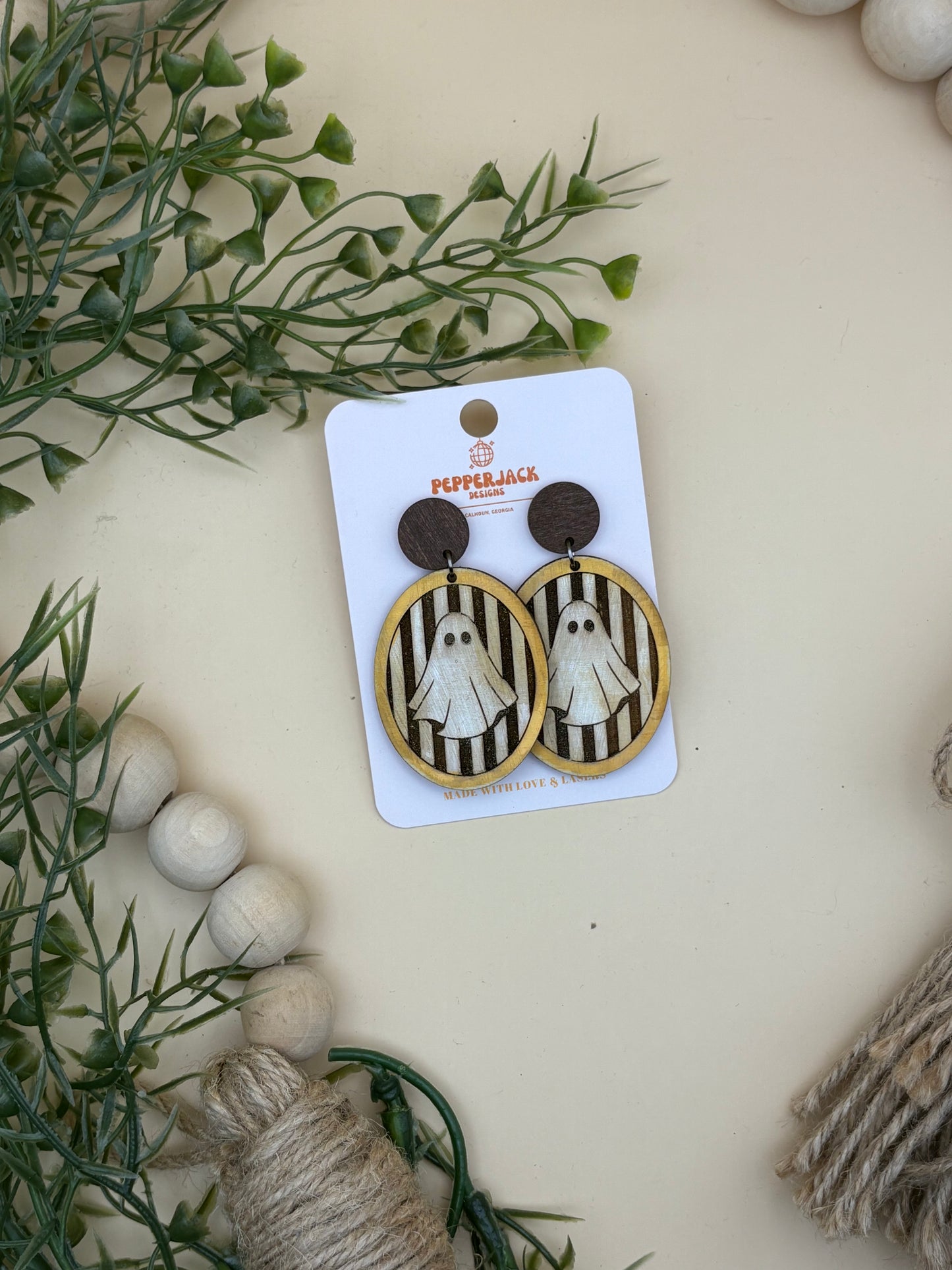 Striped Vintage Ghost Earrings
