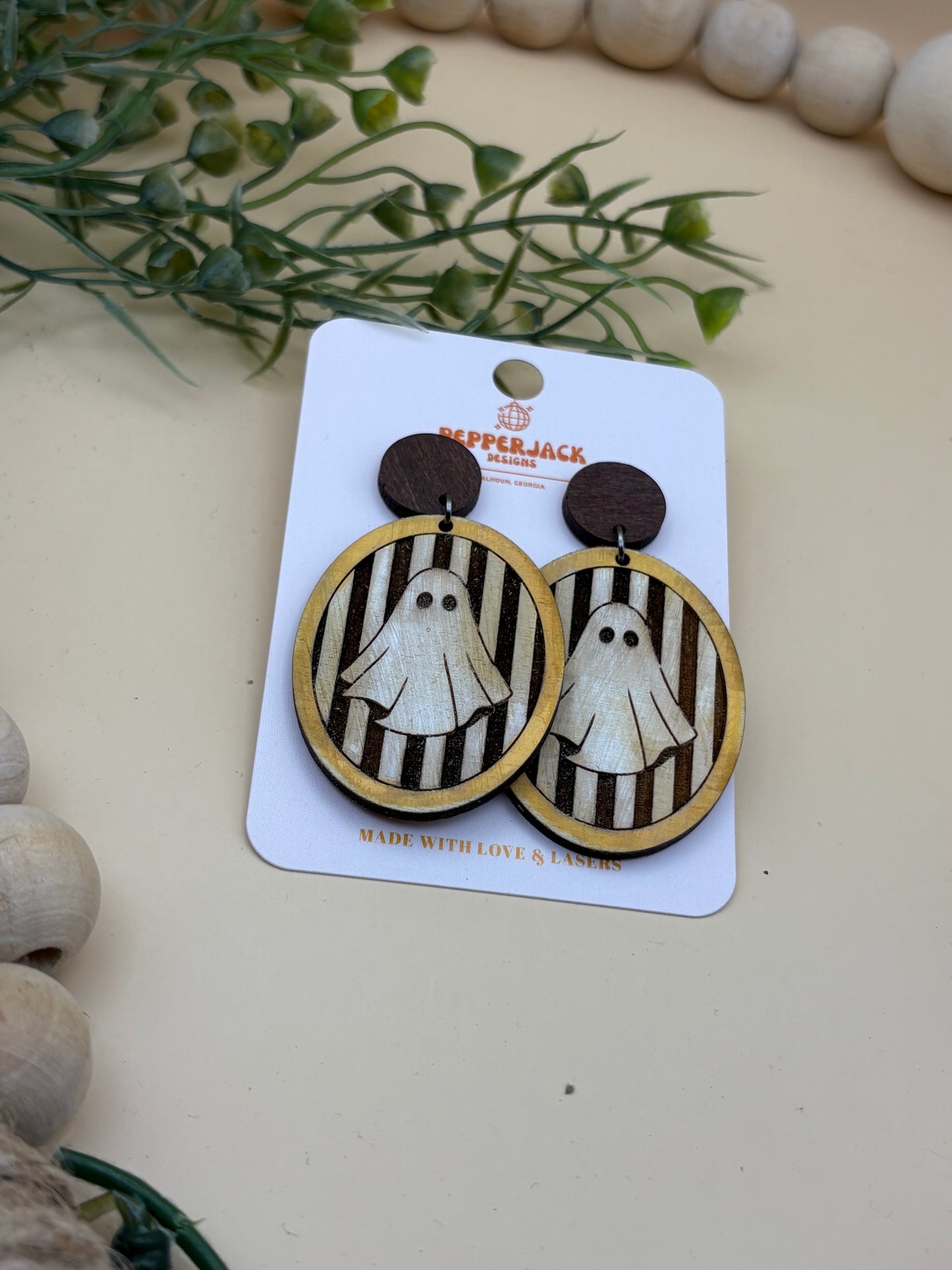 Striped Vintage Ghost Earrings