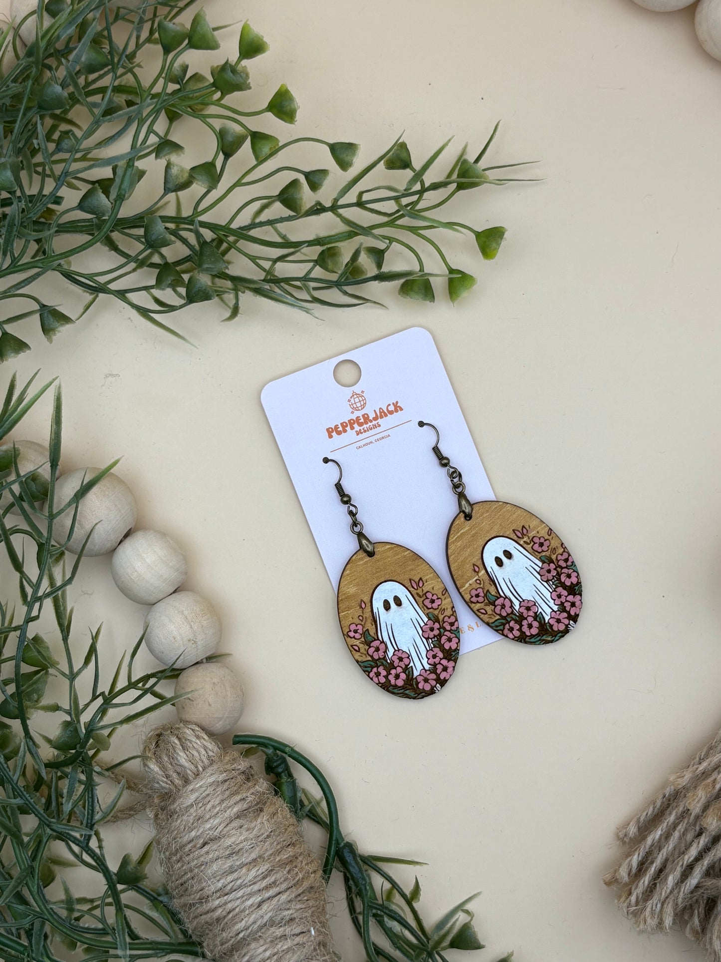 Ghost In Wild Flowers Dangle Earrings