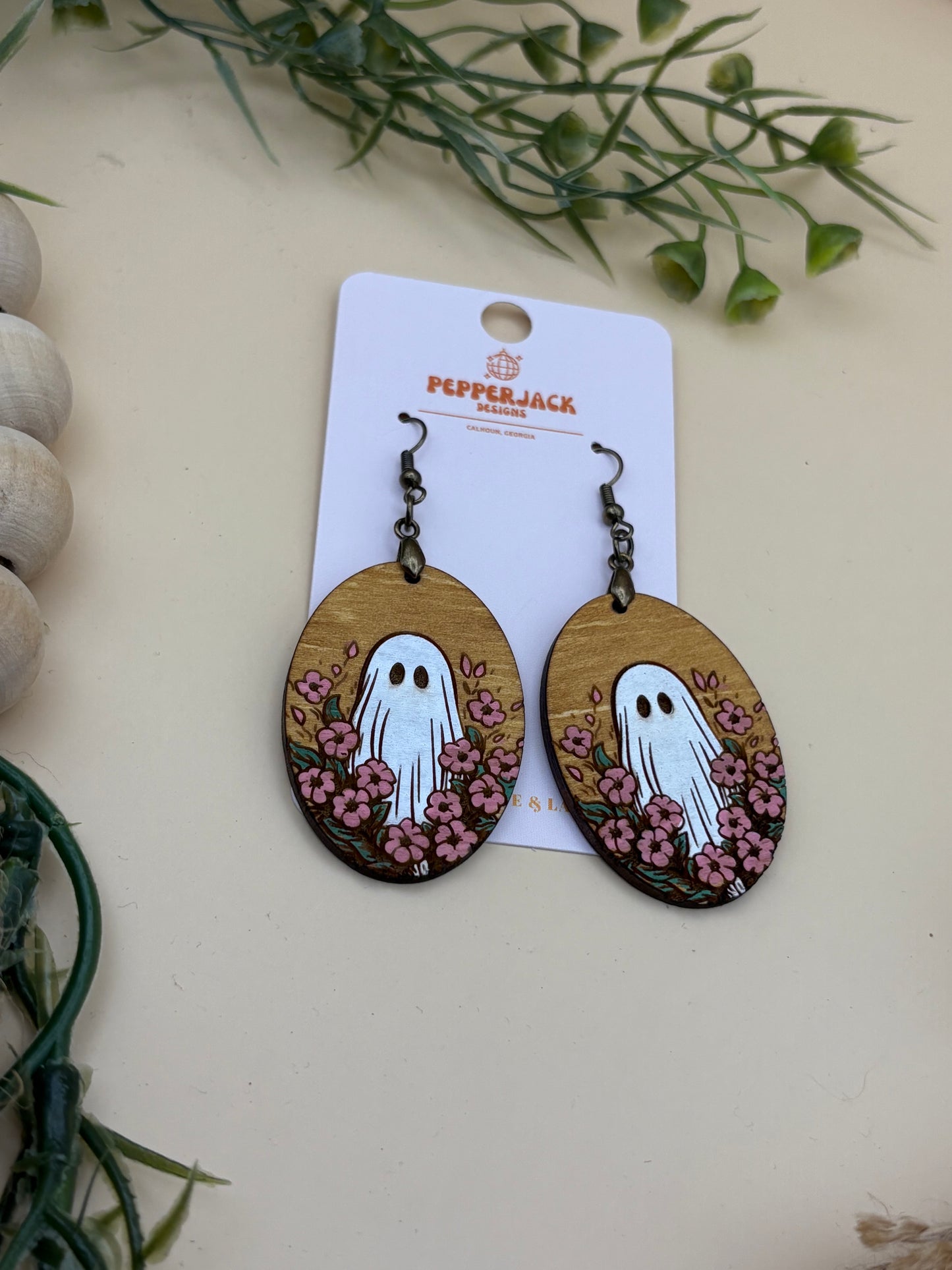 Ghost In Wild Flowers Dangle Earrings