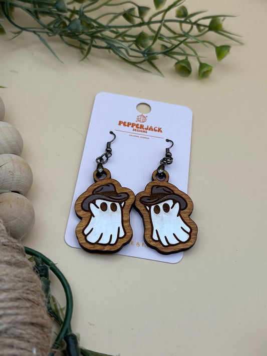 Ghost In Cowboy Hat Earrings