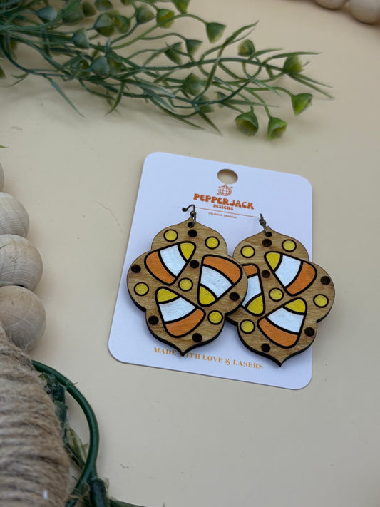 Candy Corn Pattern Moroccan Shaped Earrings