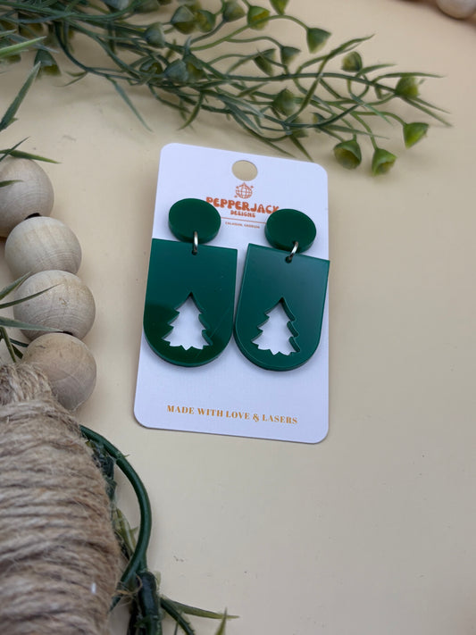 Upside Down Arch With Tree Cutout Acrylic Earrings
