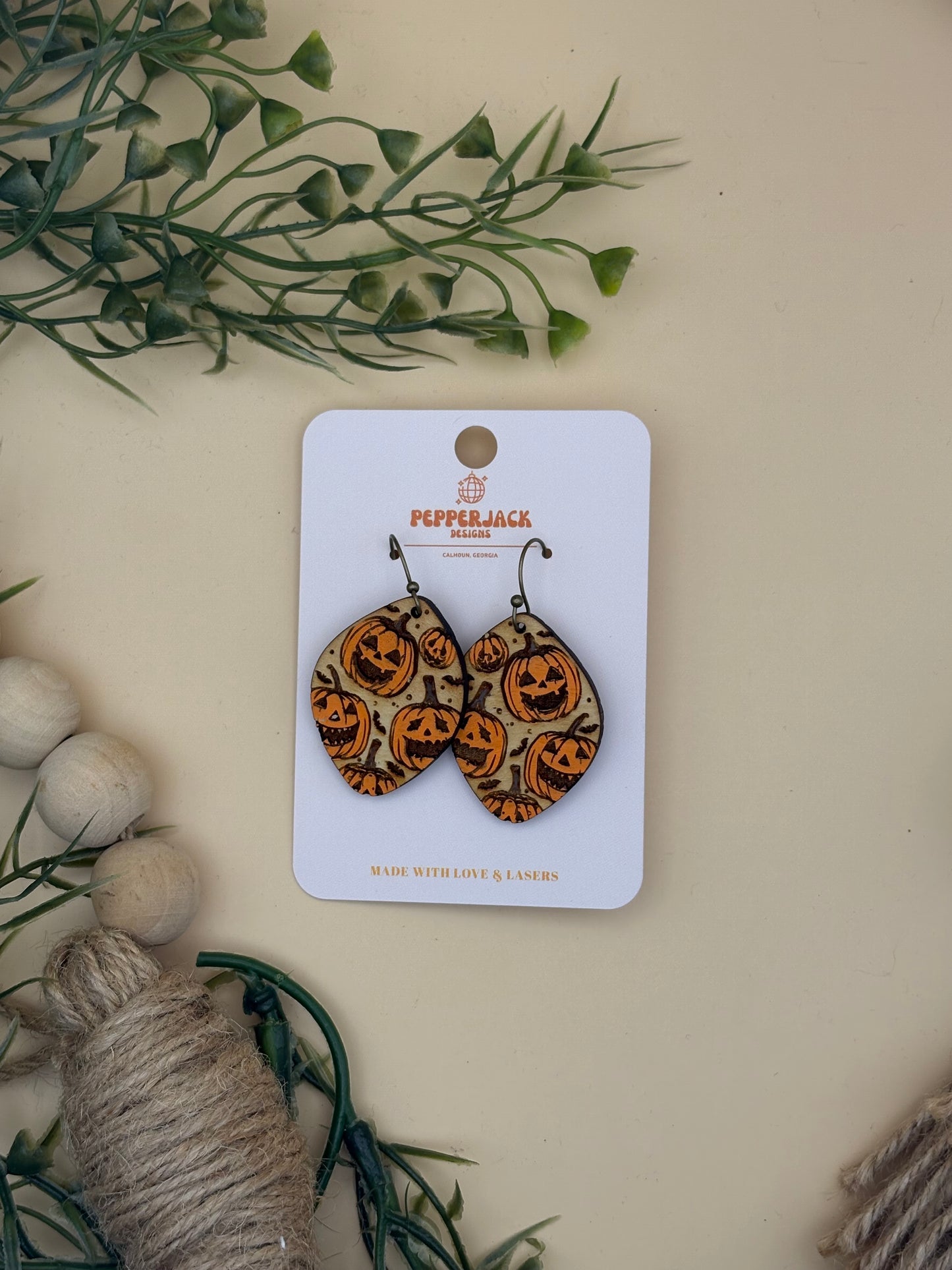 Jack-O-Lantern Pattern Earrings