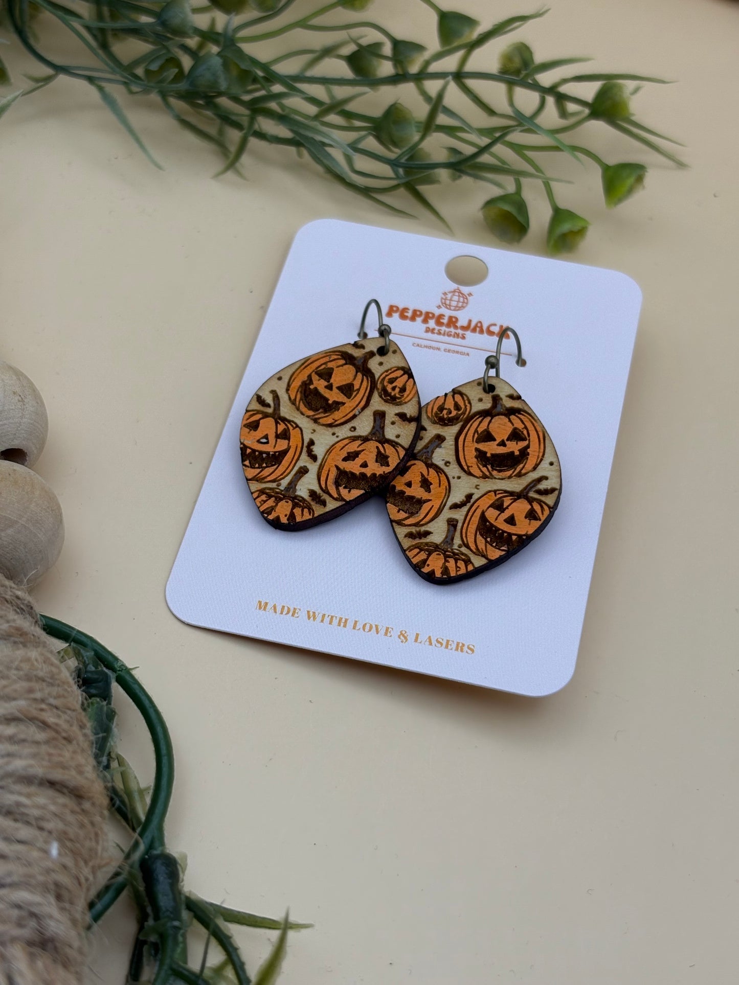 Jack-O-Lantern Pattern Earrings