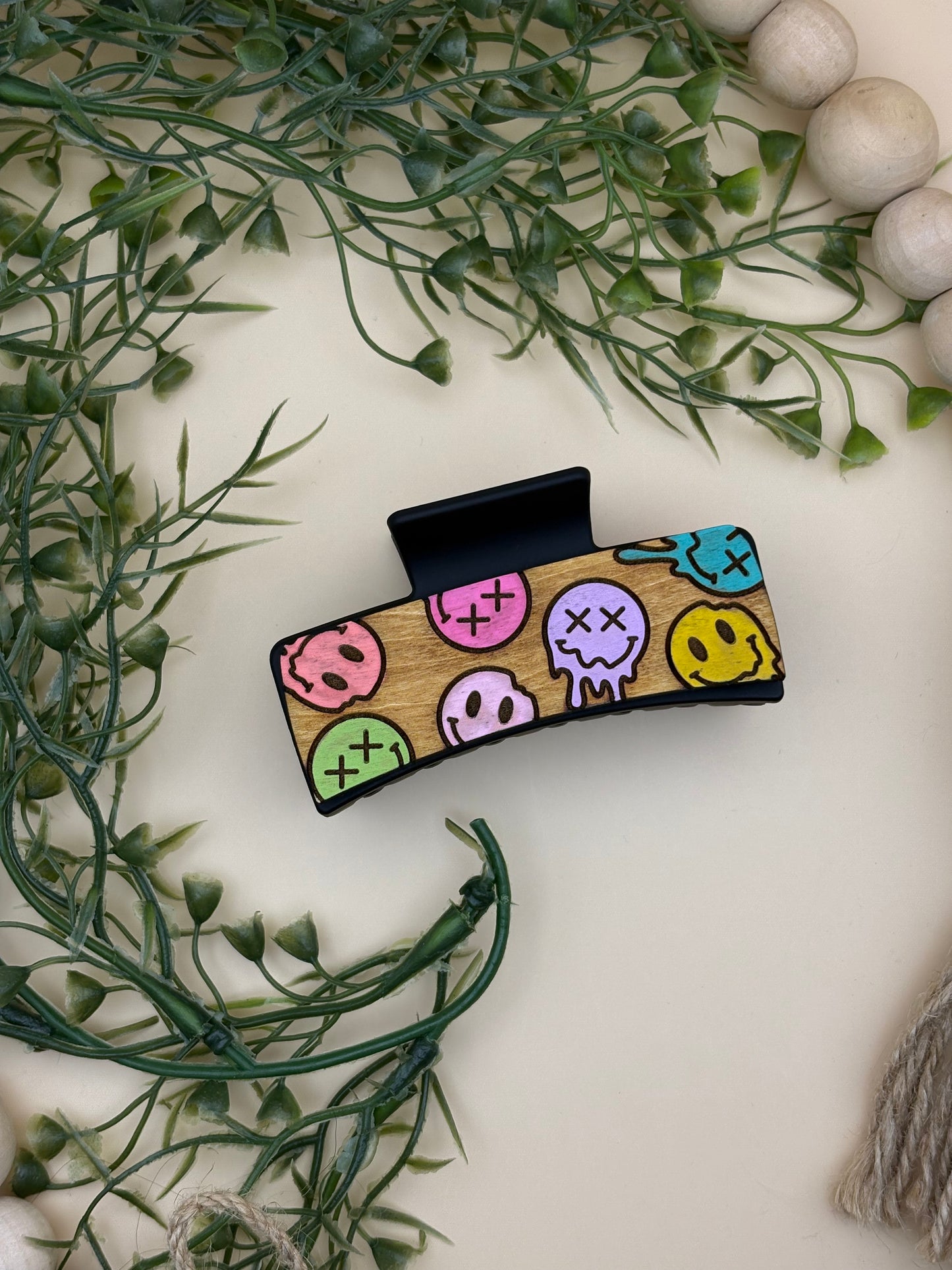 Neon Melting Smiley Face Small Hair/Claw Clip