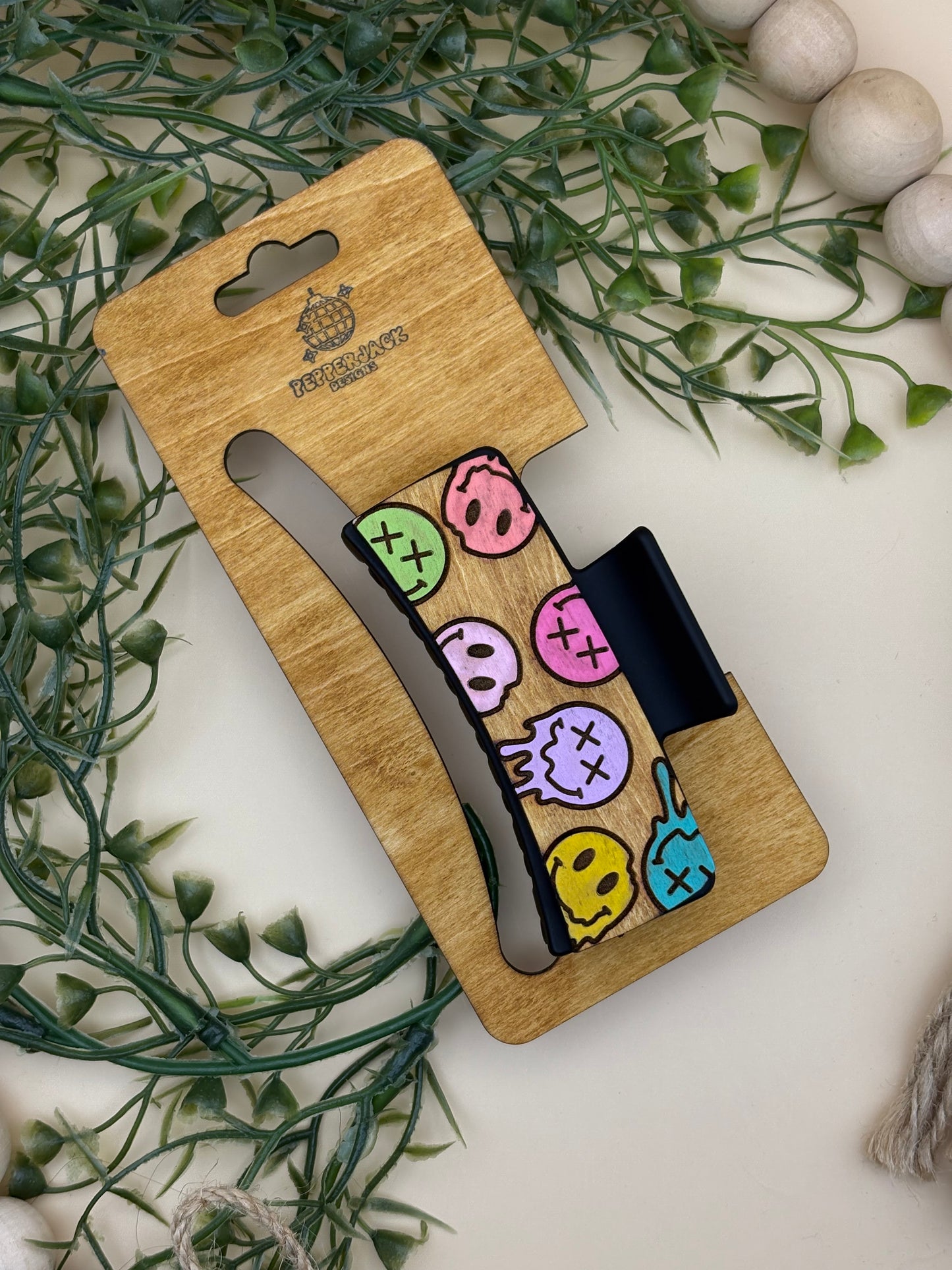 Neon Melting Smiley Face Small Hair/Claw Clip