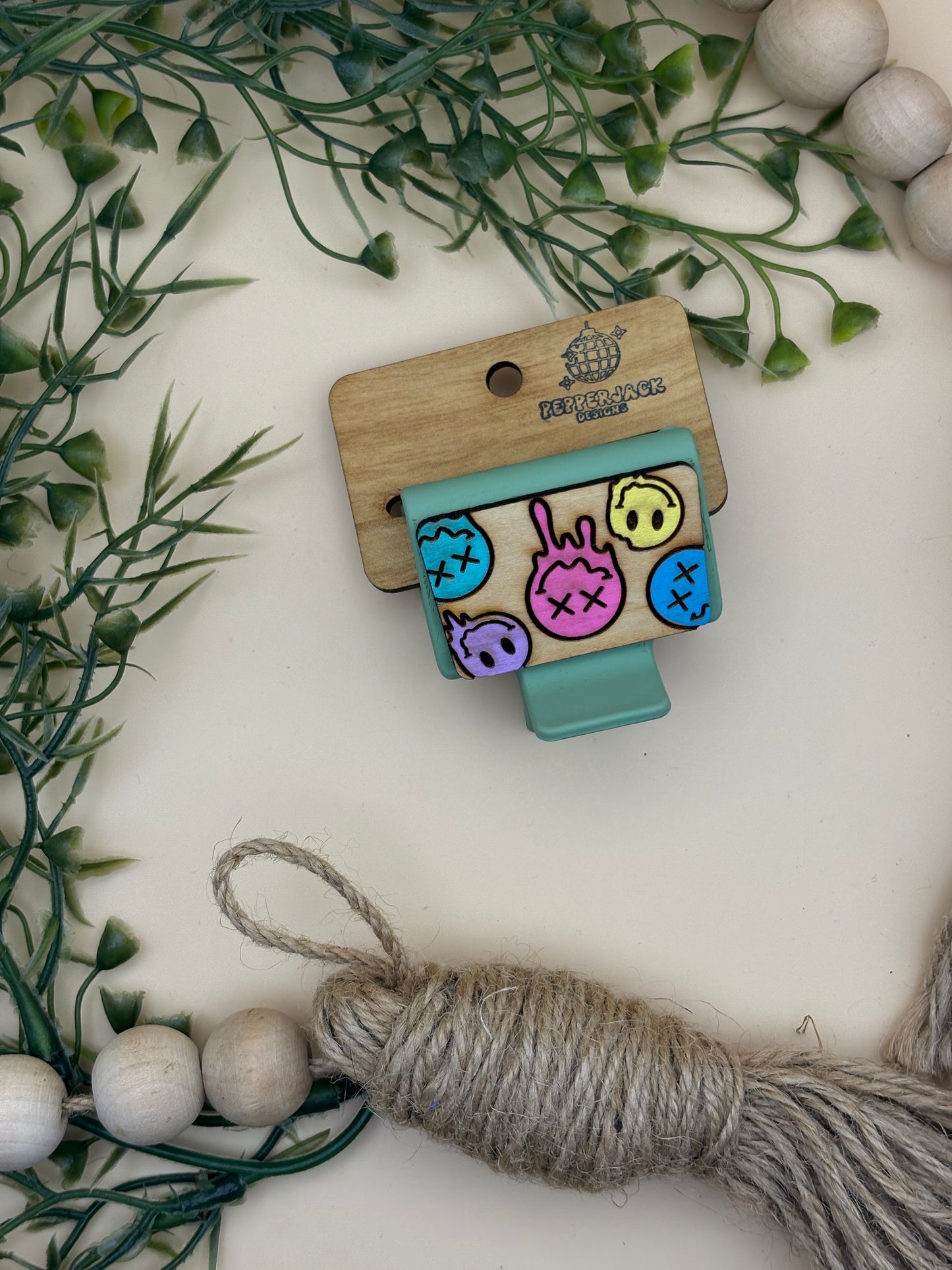Neon Melting Faces Mini Claw Clip