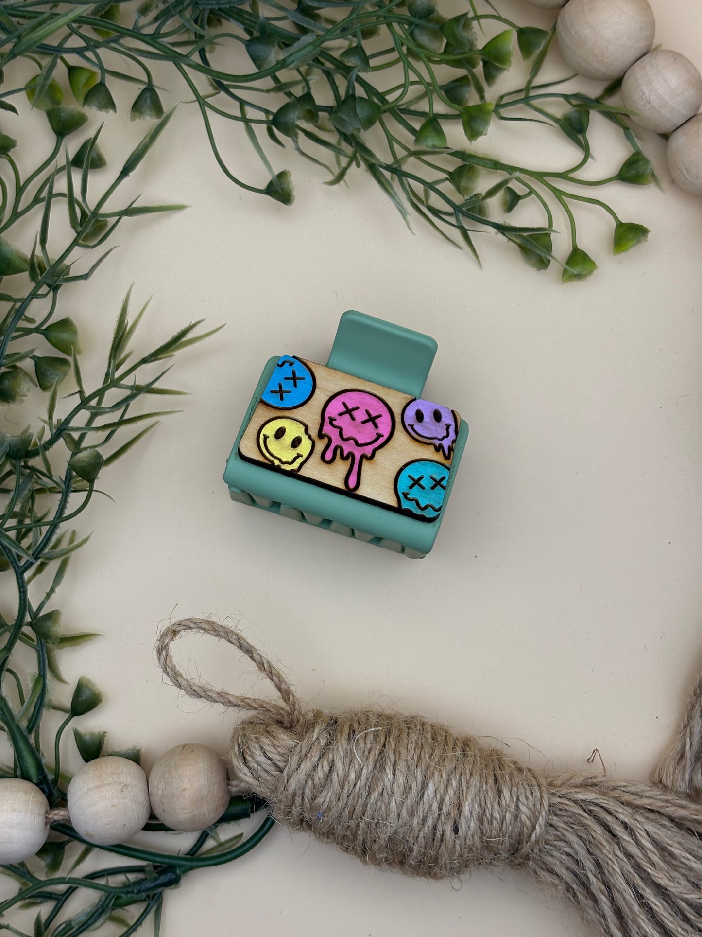 Neon Melting Faces Mini Claw Clip