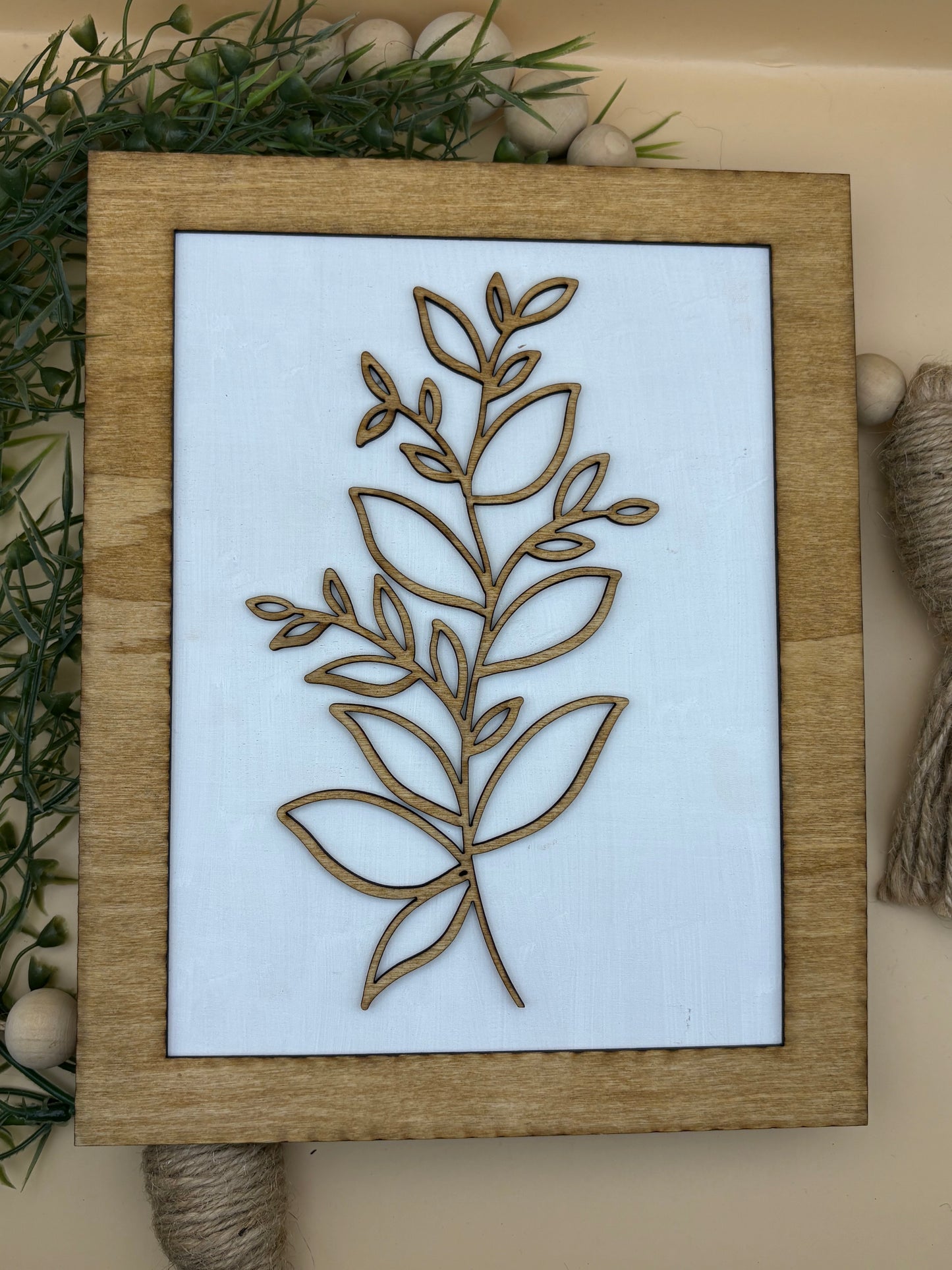 Floral Stem Cut Out Boho Shelf Sitter Sign