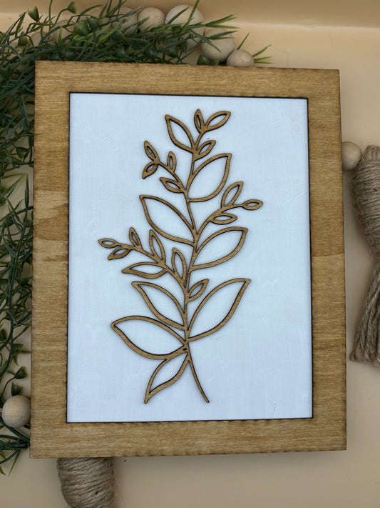 Floral Stem Cut Out Boho Shelf Sitter Sign