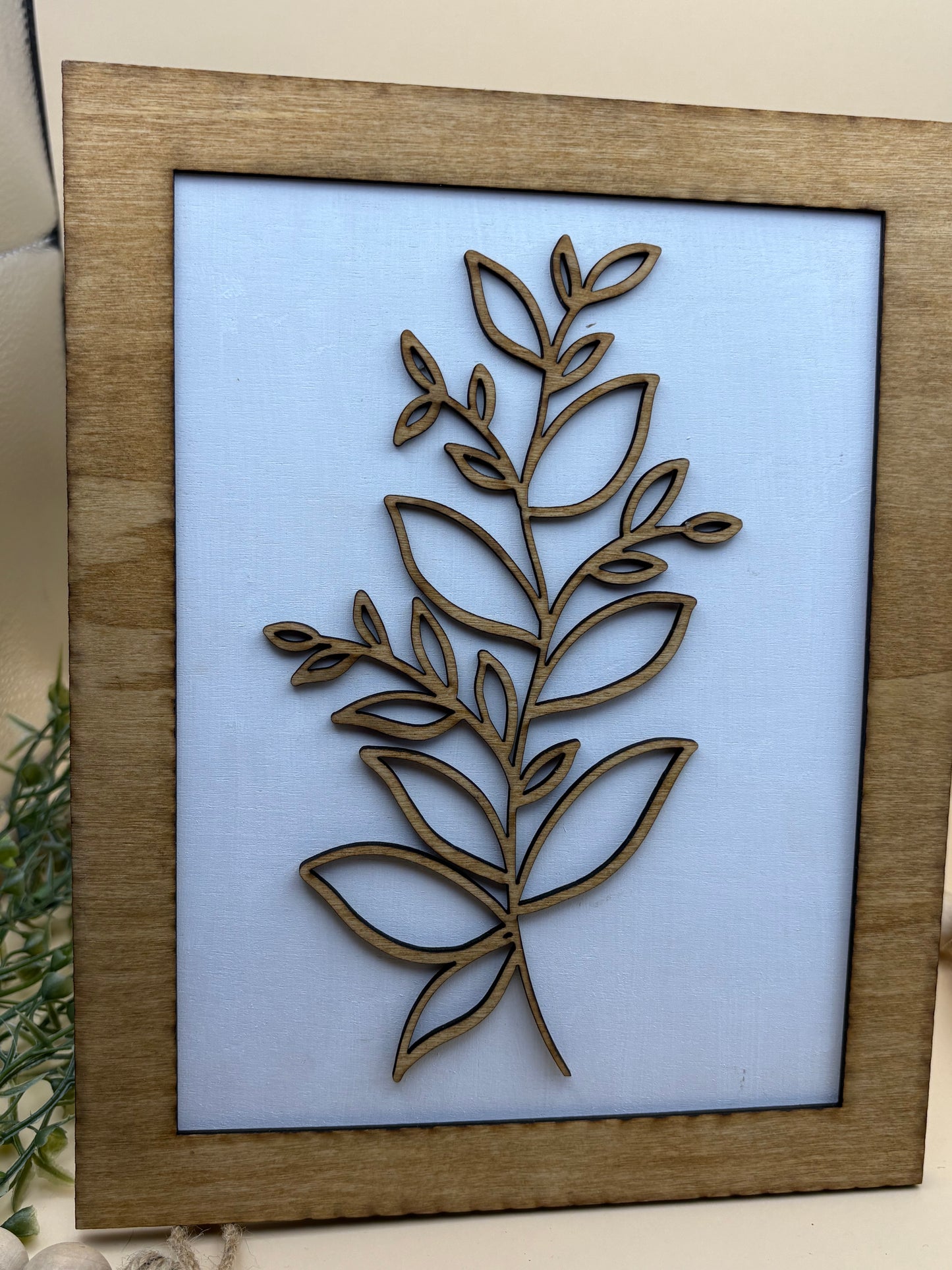 Floral Stem Cut Out Boho Shelf Sitter Sign