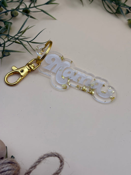 Mama Keychain - Clear with gold flake