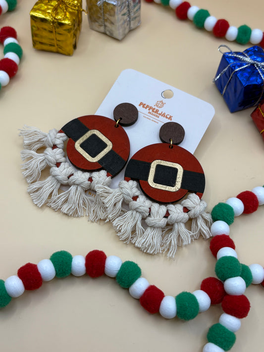 Macrame Santa Earrings