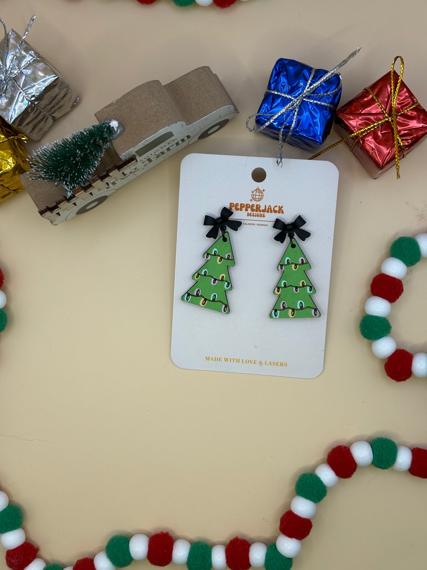 Cute Lighted Christmas Tree Earrings