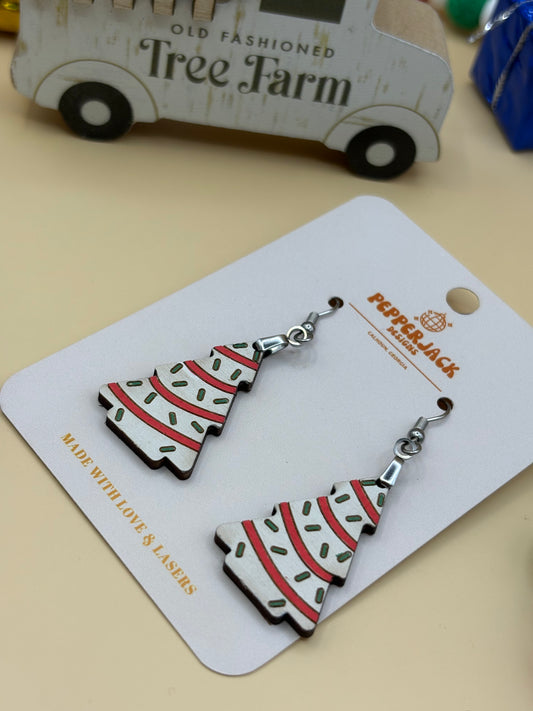Lil Debbie Christmas Tree Cake Earrings