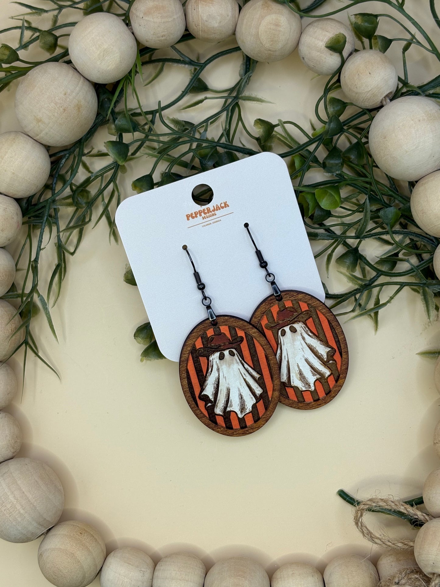 Cowboy Ghost Vintage Striped Earrings
