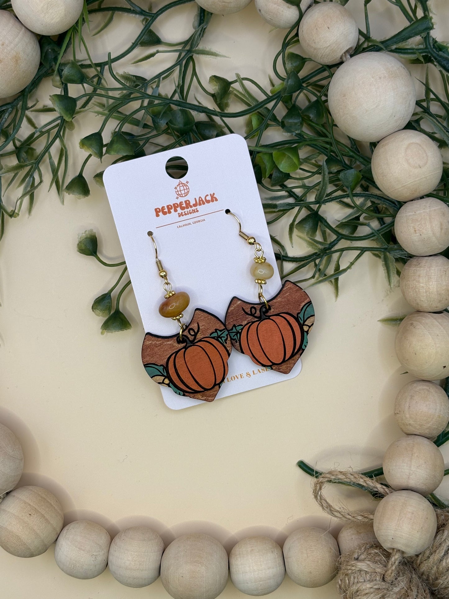 Pumpkin Patch Drop Bead Earrings