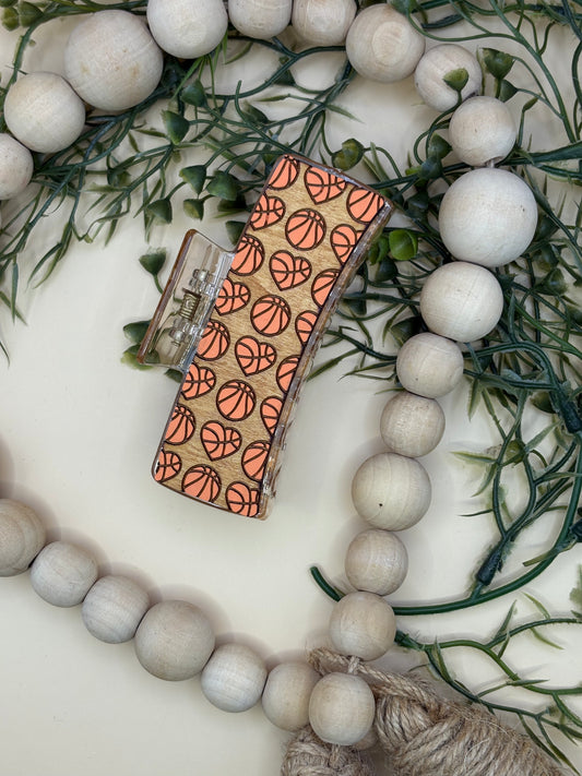 Basketball Pattern Claw Clip