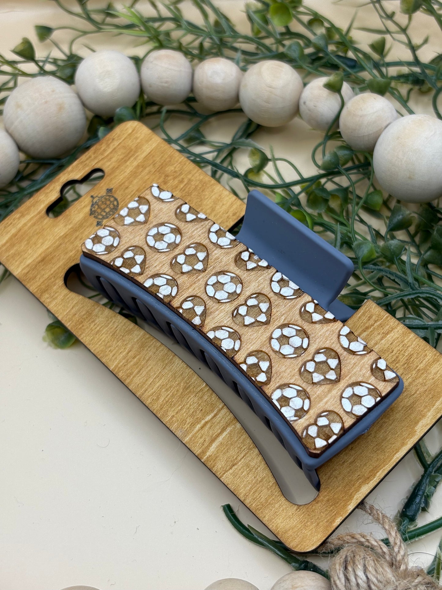 Soccer Pattern Claw Clip