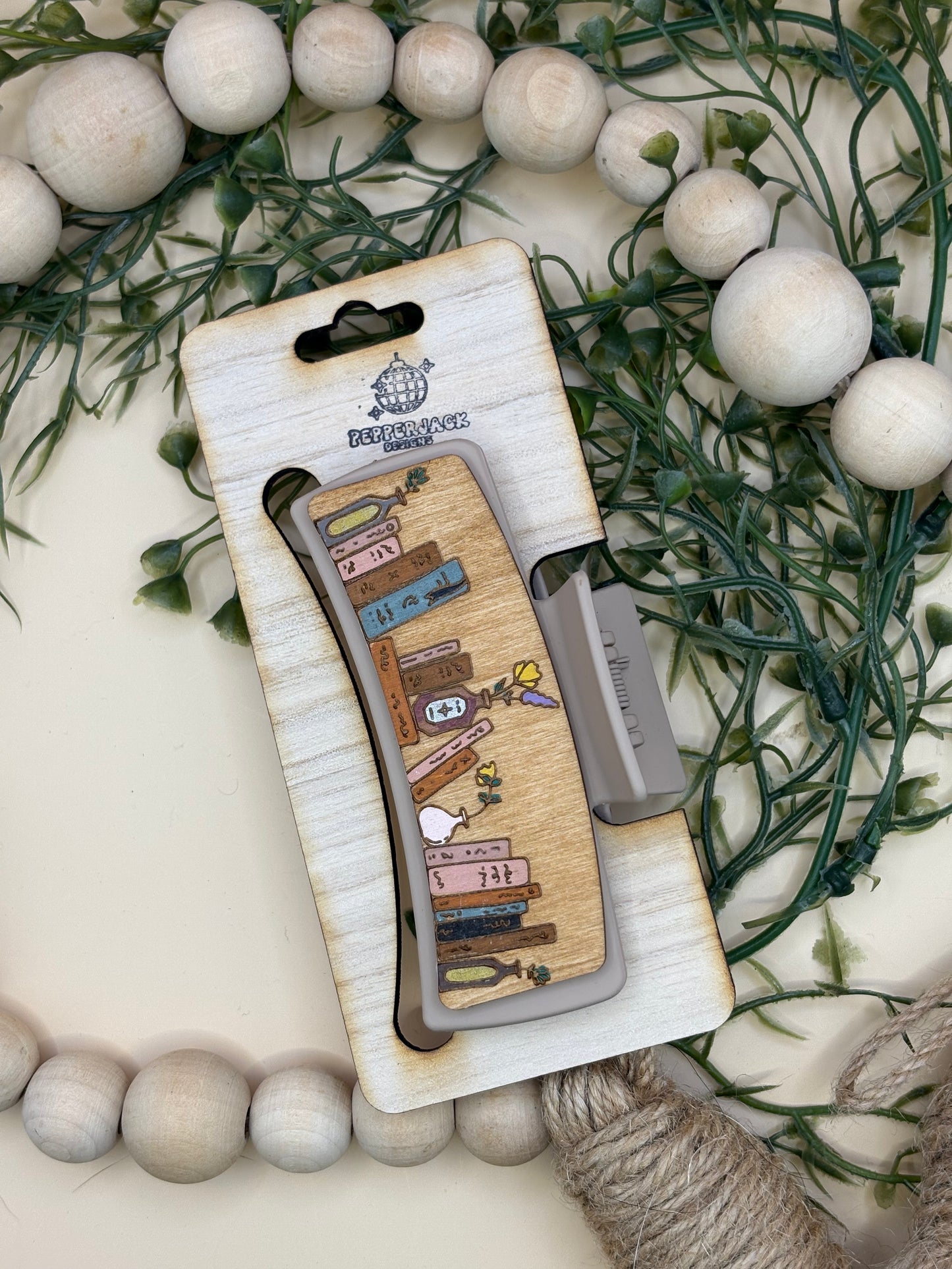 Apothecary Bookshelf Claw Clip