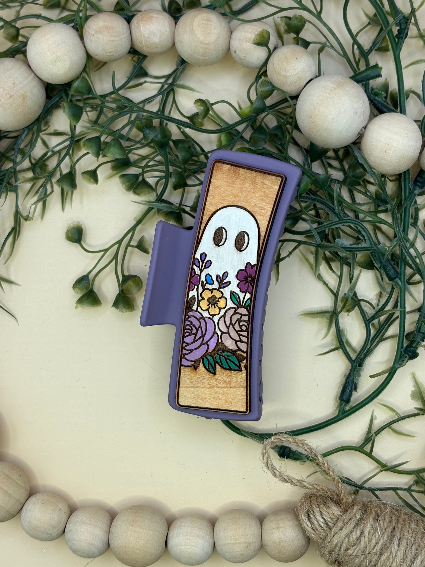 Ghost With Flowers Claw Clip