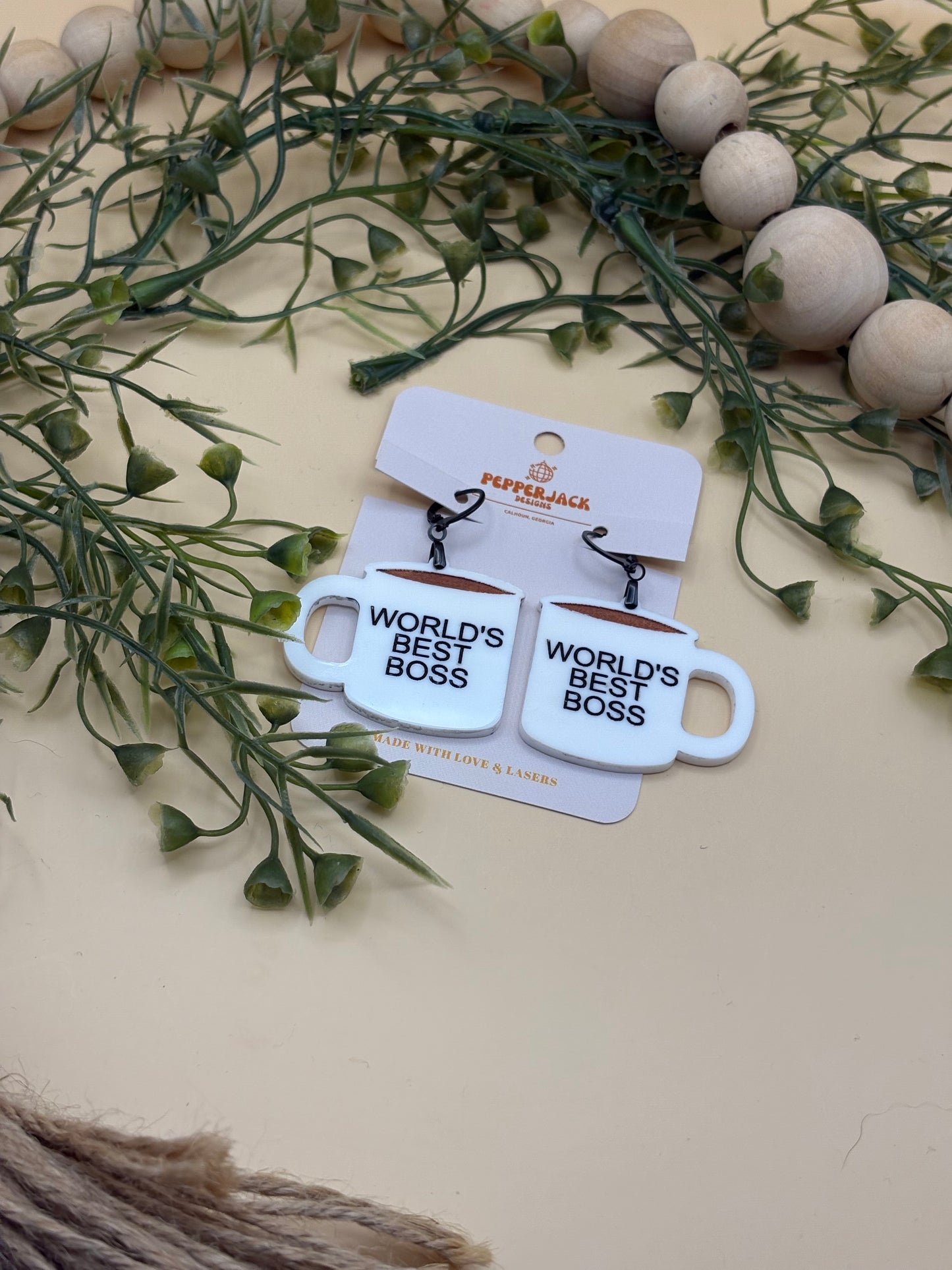 World's Best Boss Earrings