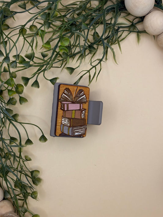 Stacked Books Mini Claw Clip