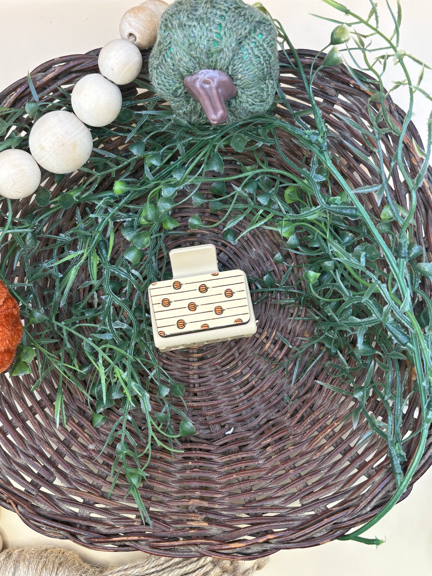 Cute Pumpkin Striped Mini Claw Clip