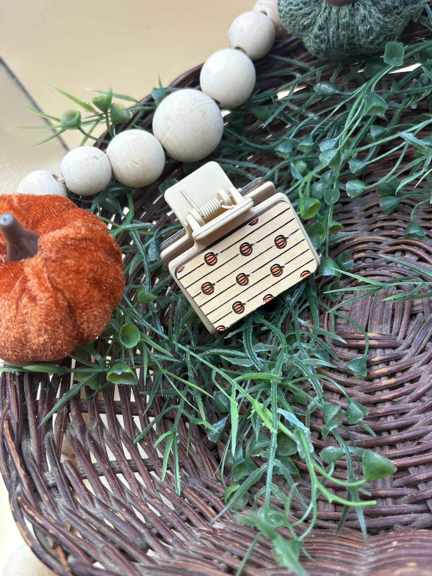Cute Pumpkin Striped Mini Claw Clip
